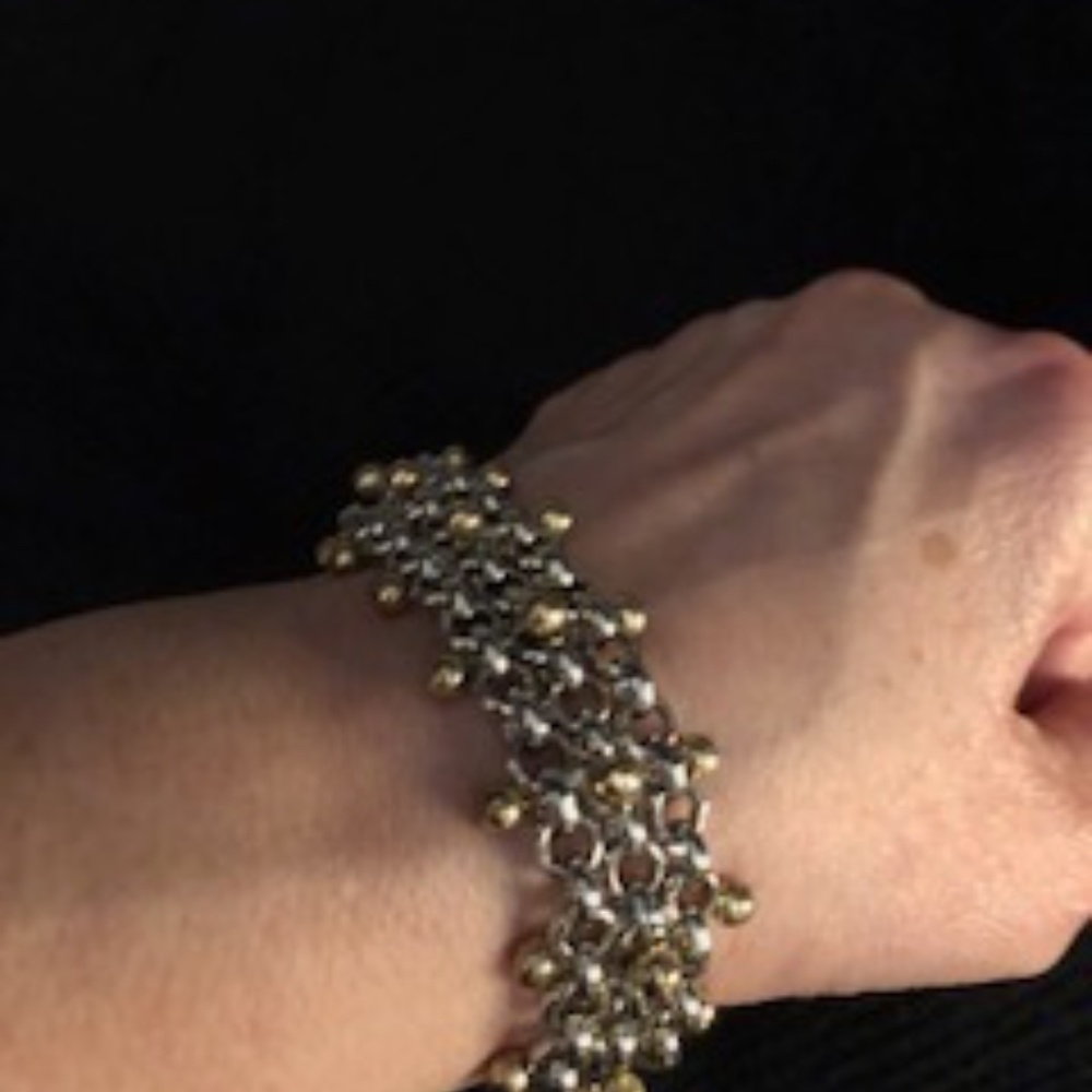 *HOST PICK* Sergio Gutierrez Chrome & Gold Finish Bracelet *NEW* - Picture 7 of 7